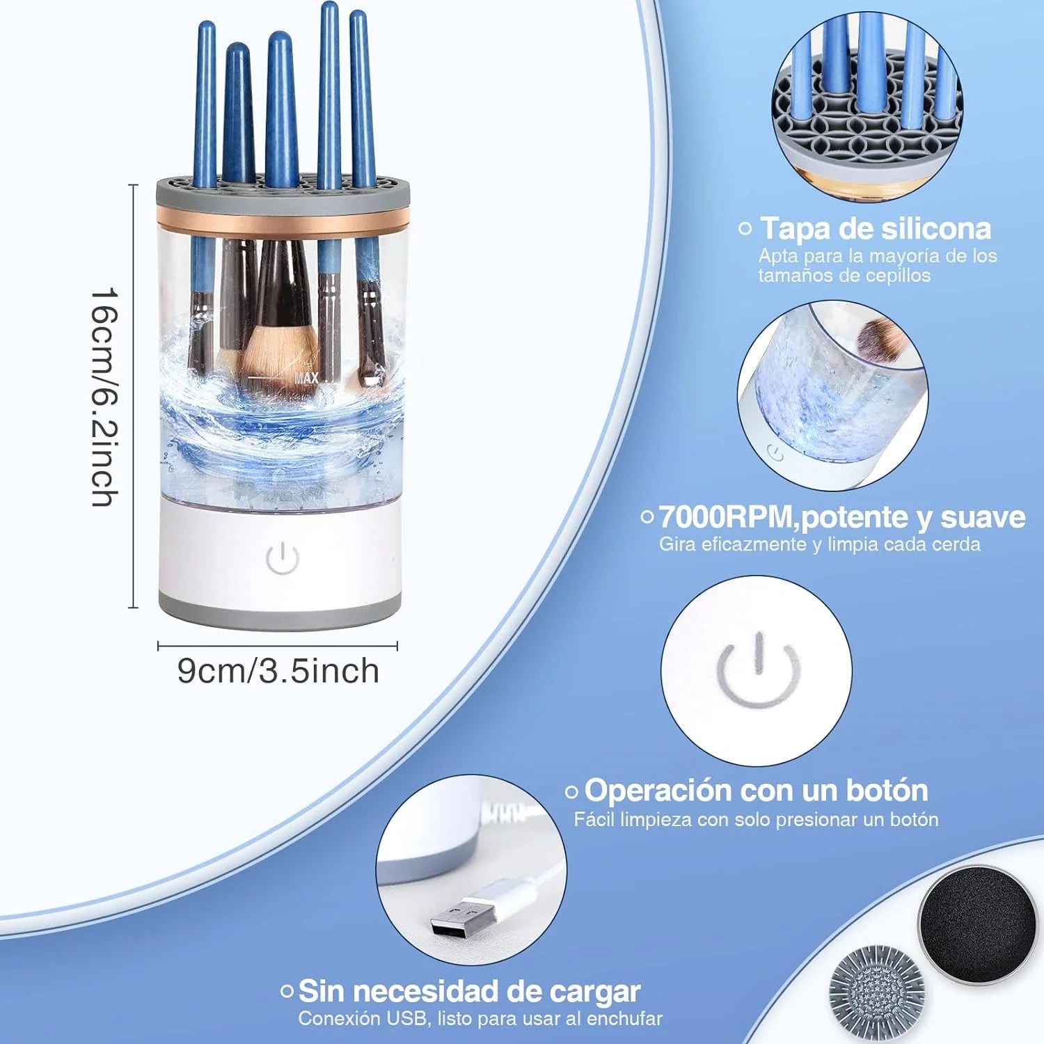 LIMPIADOR DE BROCHAS DE MAQUILLAJE ELECTRICO + ENVIO GRATIS🛍️